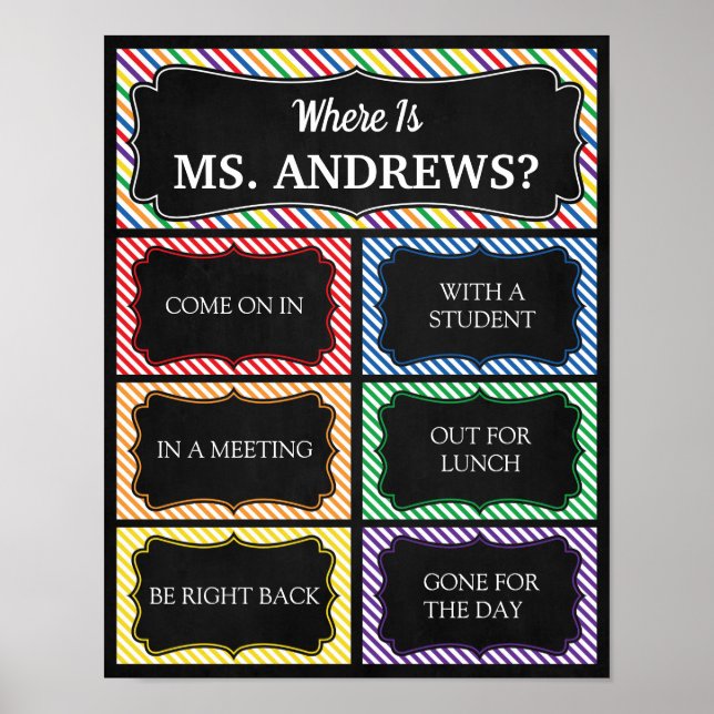 Where is the Teacher Office Door Sign (Front)