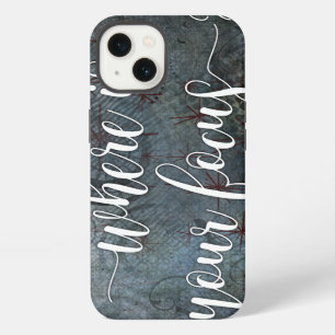 "Where is Your Focus?" Typography, Rustic Abstract iPhone 13 Case