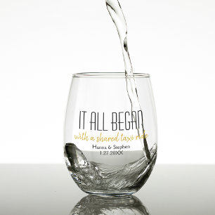 Where it All Began Couple Anniversary Stemless Wine Glass
