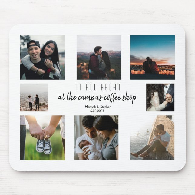 Where it All Began Love Story Photo Collage Mouse Mat (Front)