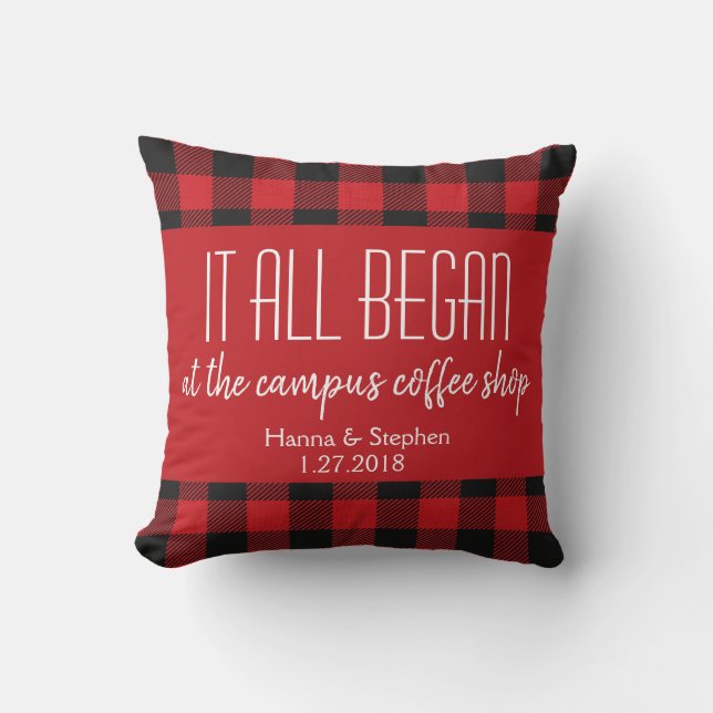 Where it All Began Love Story Valentines Day Gift Cushion (Front)