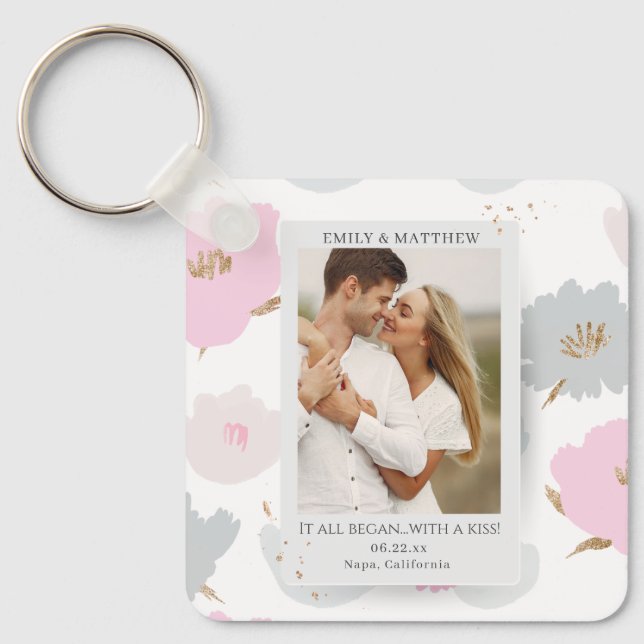 Where It All Began Romantic Couples Personalised Key Ring (Front)