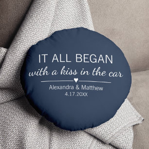 Where It All Began Romantic Valentines Day Couples Round Cushion