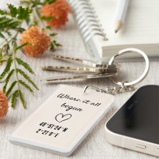 where it all begun, cute couples location gift key ring