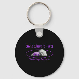 Where It Hurts Fibromyalgia Awareness Bichon Frise Key Ring