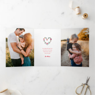 Where Love Grows Personalised Photo Valentine Tri-Fold Holiday Card