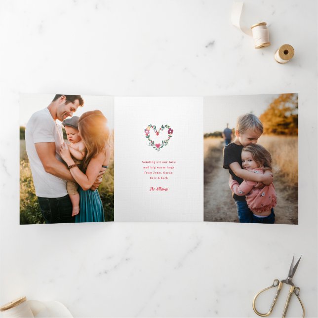 Where Love Grows Personalised Photo Valentine Tri-Fold Holiday Card (Inside)