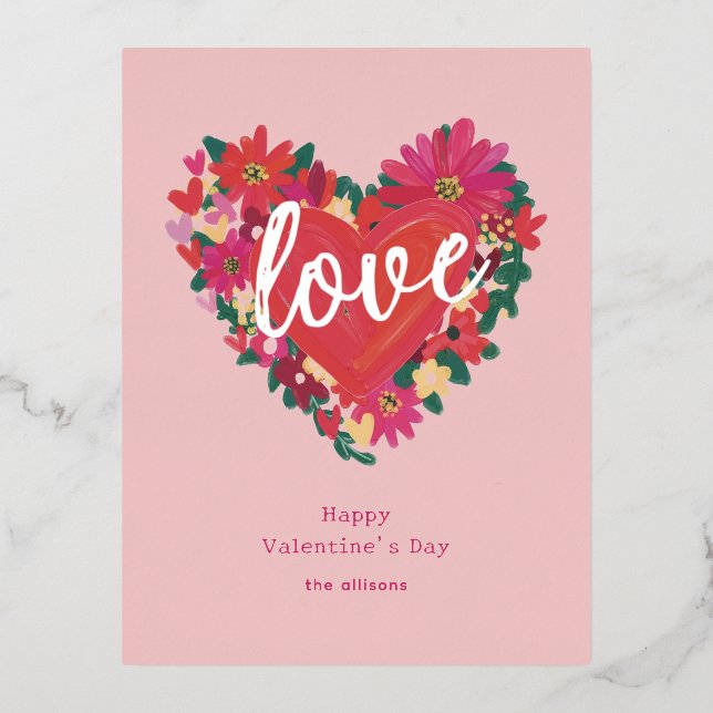 Where Love Grows Personalized Valentine Foil Holiday Postcard (Front)