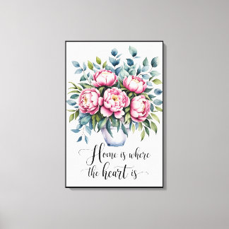 Where Love Resides: Delicate Floral Quote Canvas Print