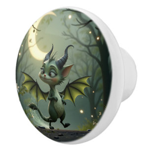 Where moonbeams dance, little mischief awakens. ceramic knob