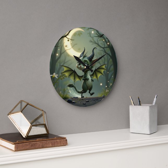 Where moonbeams dance, little mischief awakens.  large clock (Office)