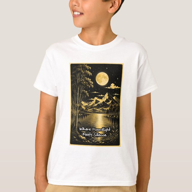Where Moonlight Meets Silence Serene Nightscape T-Shirt (Front)