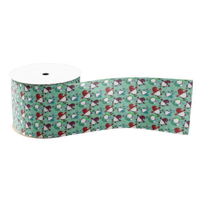 Where My Gnomies At?Holiday Gnome-Sea Foam Green Grosgrain Ribbon (Spool)