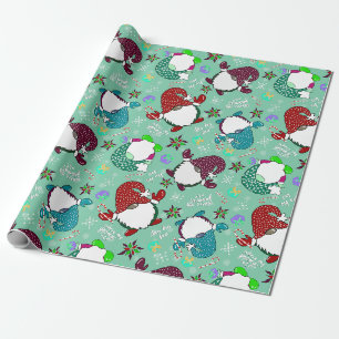 Where My Gnomies At? Sea Foam Green Holiday Gnome Wrapping Paper