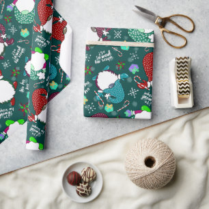 Where My Gnomies At? Wintergreen Christmas Gnome Wrapping Paper
