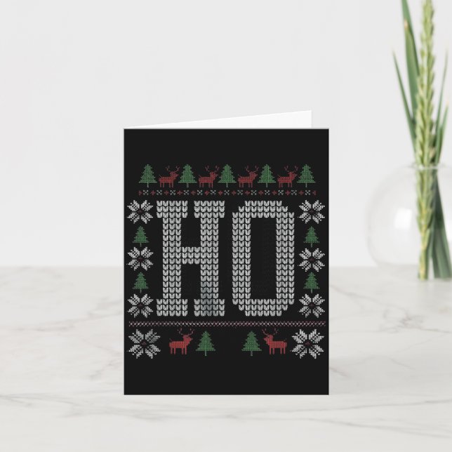 Where My Ho's At Ho Matching Couple Christmas Ugly Card (Front)