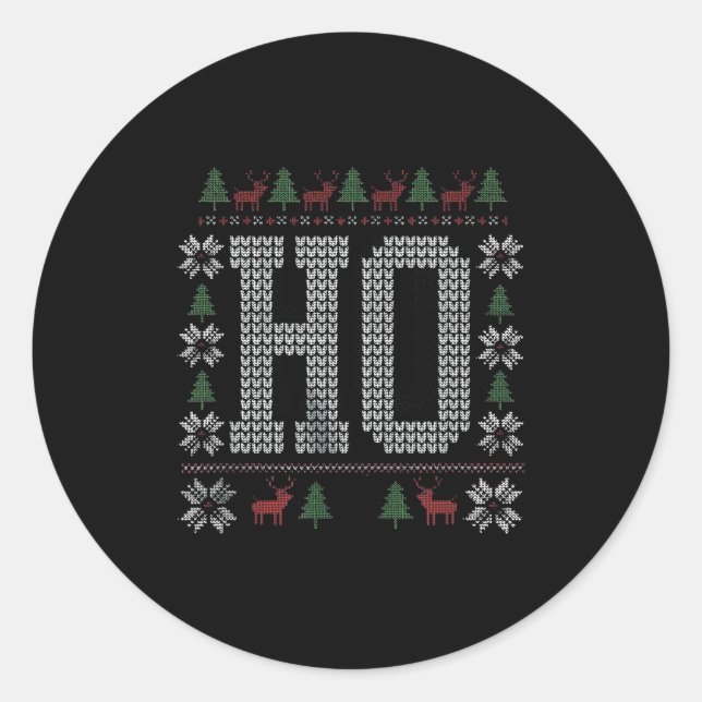 Where My Ho's At Ho Matching Couple Christmas Ugly Classic Round Sticker (Front)