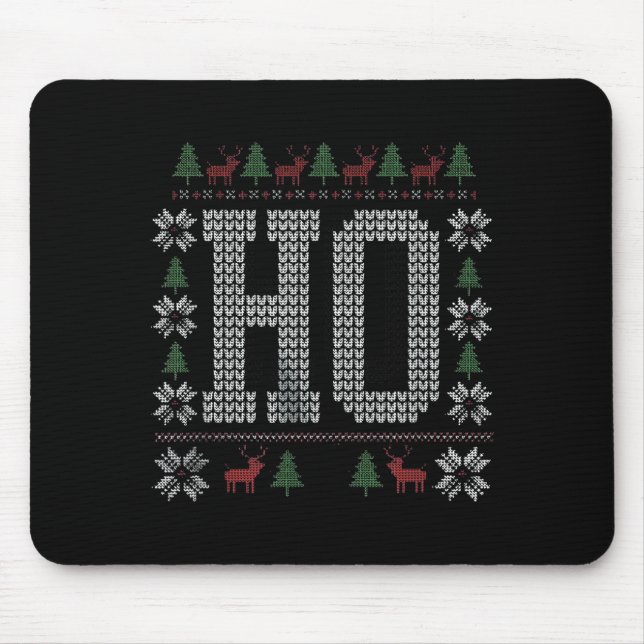 Where My Ho's At Ho Matching Couple Christmas Ugly Mouse Mat (Front)