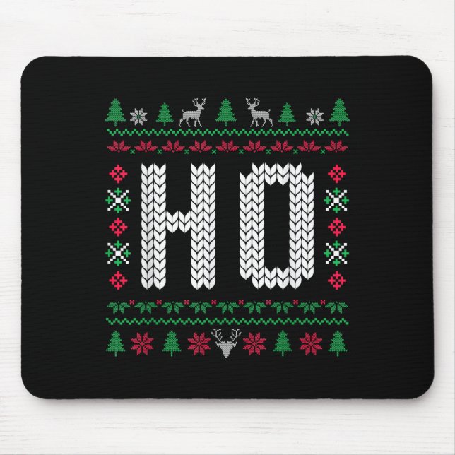 Where My Ho's At Ho Matching Couple Ugly Christmas Mouse Mat (Front)