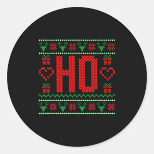 Where My Ho's At Ugly Christmas Sweater Couples Ma Classic Round Sticker