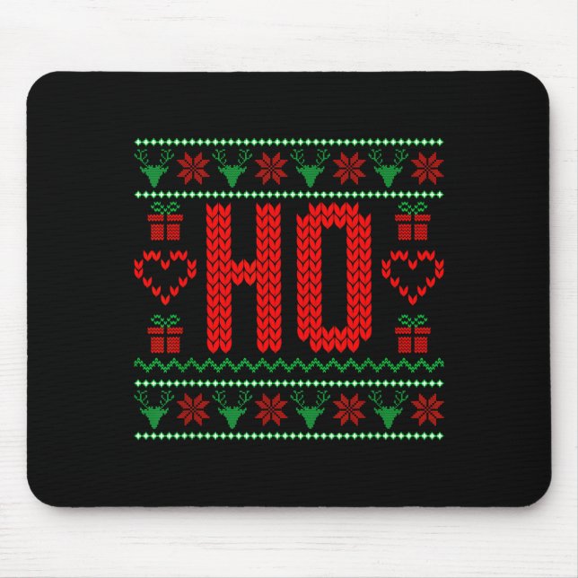 Where My Ho's At Ugly Christmas Sweater Couples Ma Mouse Mat (Front)