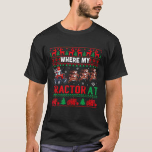 Where My Tractor At Xmas Sweater Sleigh Reindeer T