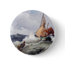 Where Nature Reigns: Stormy Sea with Seagulls Pin