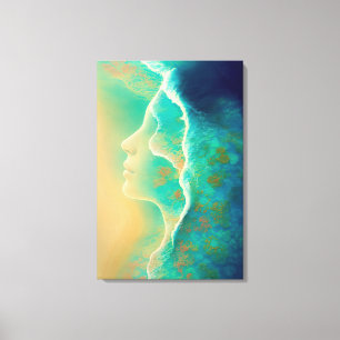 "Where Ocean Becomes Memory" - Blue Green Canvas Print