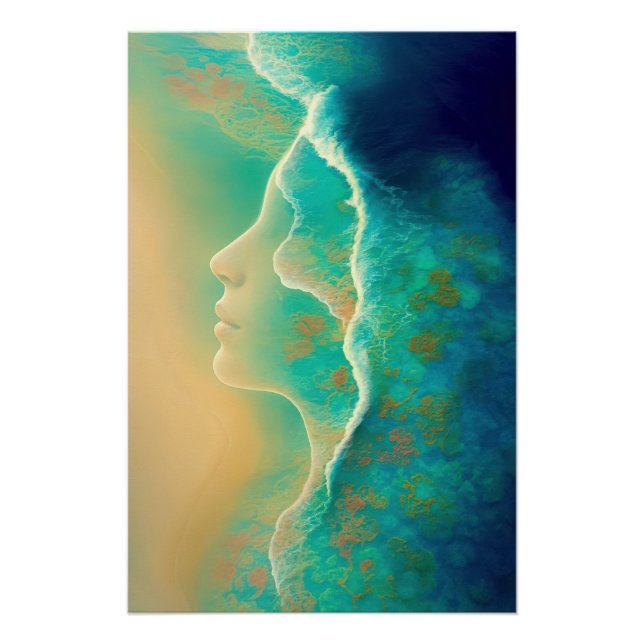 "Where Ocean Becomes Memory"  - Blue Green   Poster (Front)