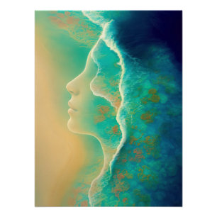 "Where Ocean Becomes Memory"  - Blue Green   Poster