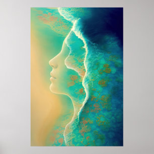 "Where Ocean Becomes Memory"  - Blue Green   Poster