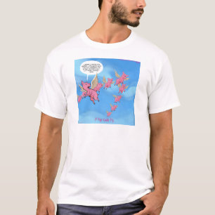 Where Pigs Fly Funny Vegan Cartoon T-Shirt