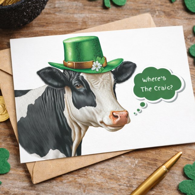 Where’s the Craic? Funny Irish St. Patrick’s Day Holiday Postcard (Creator Uploaded)