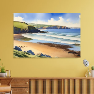 “Where Sky Meets Quiet Sand” – Devon Seascape Canvas Print
