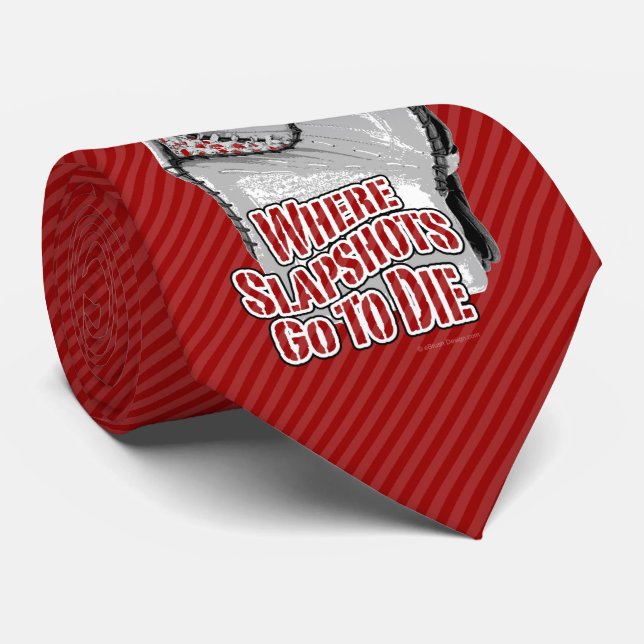 Where Slapshots Go To Die (Hockey) Neck Tie (Rolled)