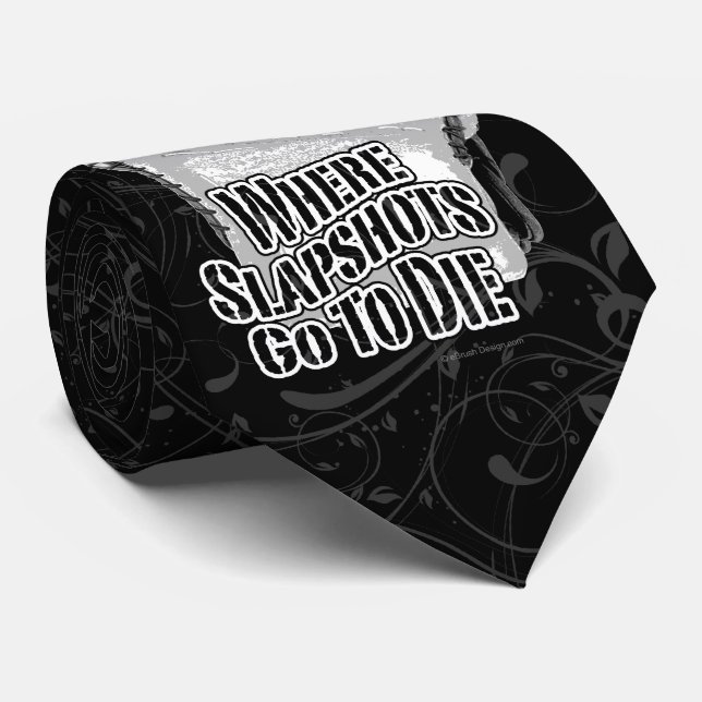 Where Slapshots Go To Die (Hockey) Tie (Rolled)