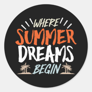 Where Summer Dreams Begin' Celestial Beach Night Classic Round Sticker