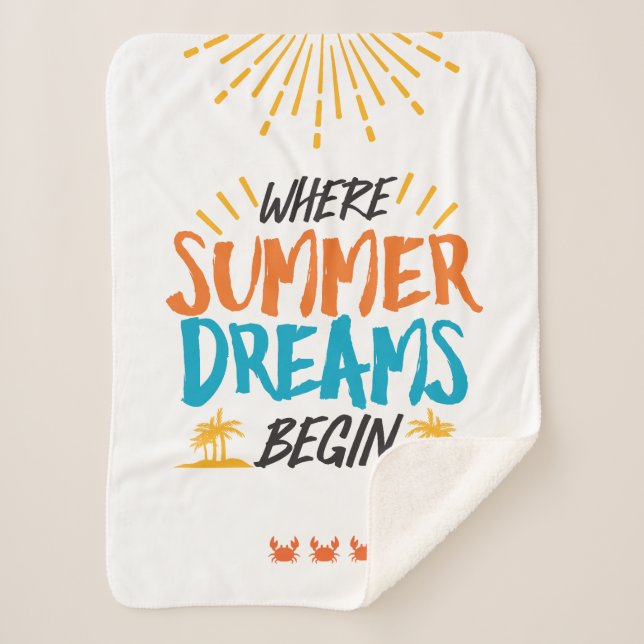 Where Summer Dreams Begin Tropical Paradise Sherpa Blanket (Front)