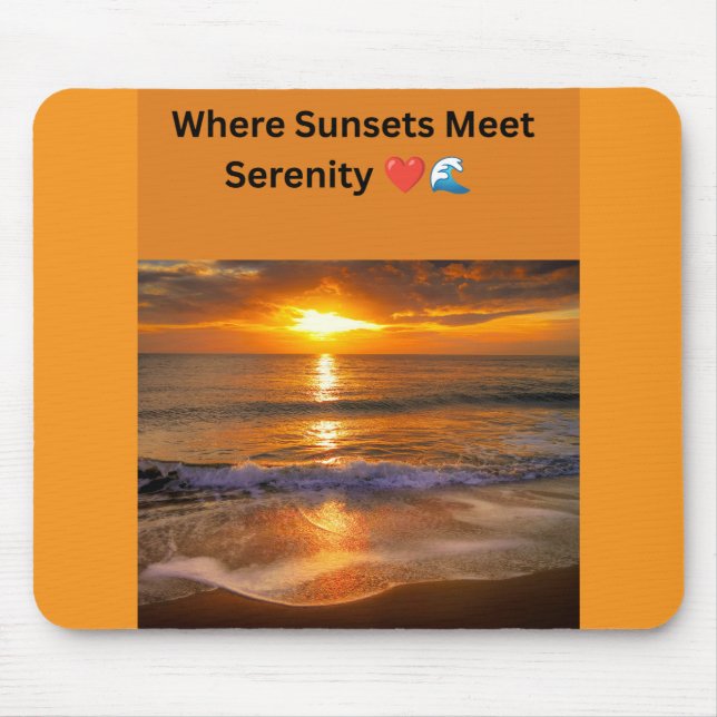 Where Sunsets Meet Serenity ❤️🌊 Mouse Mat (Front)