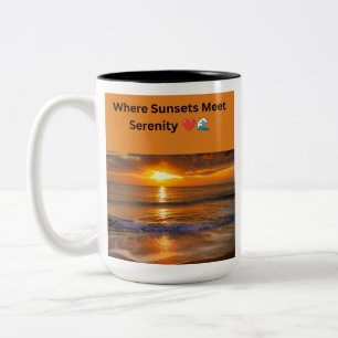 Where Sunsets Meet Serenity ❤️🌊 Two-Tone Coffee Mug