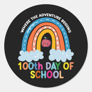 Where The Adventure Begins 100th Days Smarter Classic Round Sticker