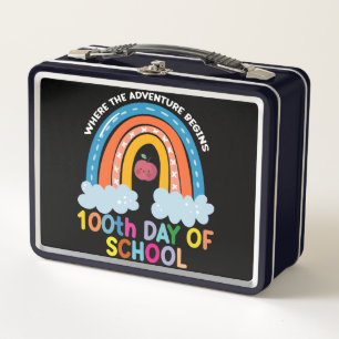 Where The Adventure Begins 100th Days Smarter Metal Lunch Box