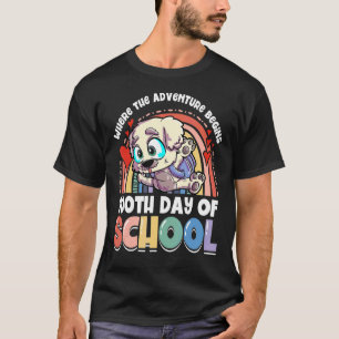 Where The Adventure Begins Dog 100th Day Of School T-Shirt
