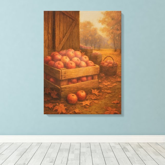 Where the Harvest Waits - Rustic Harvest Scene Canvas Print (Insitu(Wood Floor))