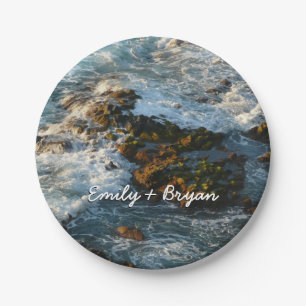Where the Ocean Meets the Rocks Paper Plate
