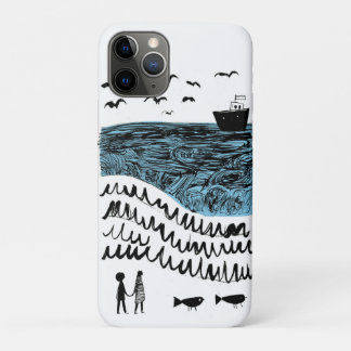 Where the Sea Begins | Hand-Drawn Ocean iPhone 11 Pro Case