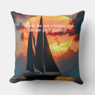 Where the Sea Whispers and the Sun Says Goodbye Cushion