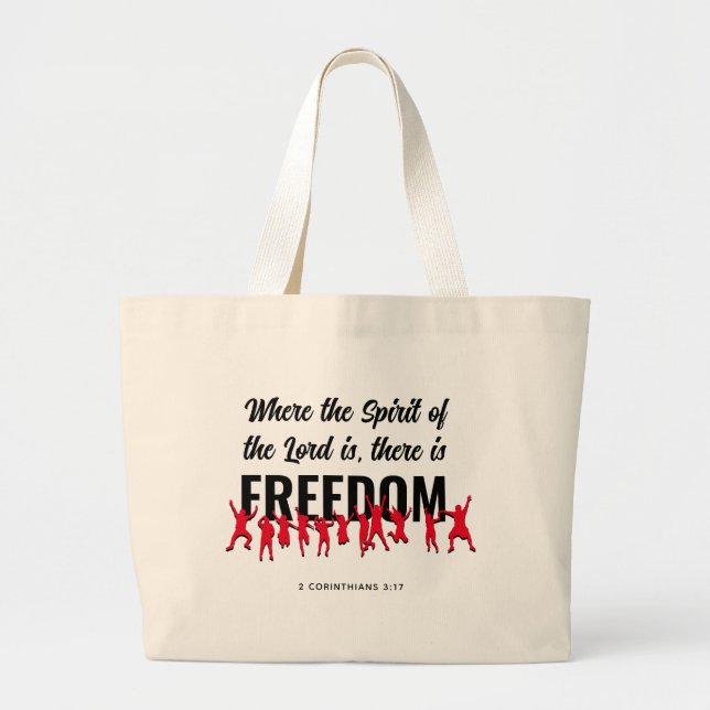 WHERE THE SPIRIT OF THE LORD IS Christian Large Tote Bag (Front)