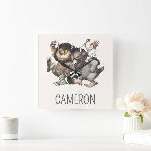 Where the Wild Things   Add Your Name Square Wall Clock