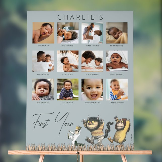 Where the Wild Things Are - 12 Month Photo Collage Acrylic Sign (Neutral)